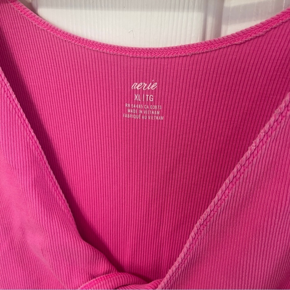 Aerie Size XL Pink Reversible Knit Ribbed Mini Dress Knot Beach Sporty - Picture 4 of 6